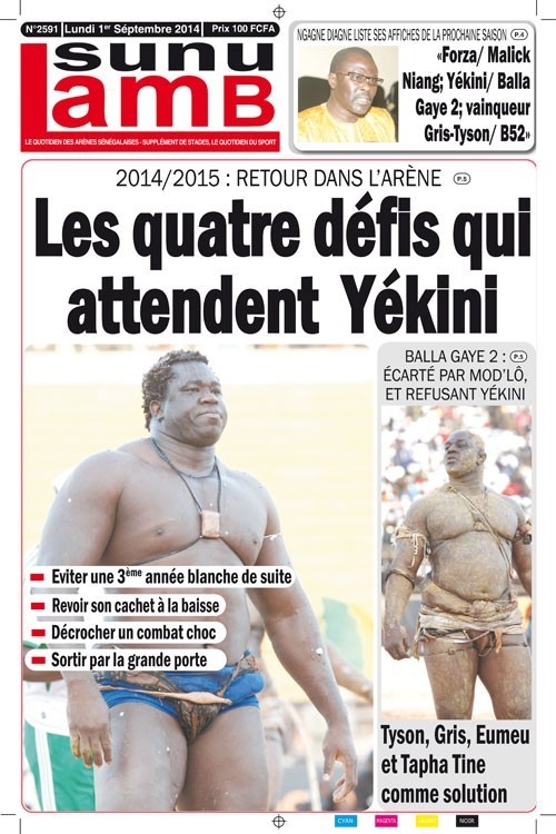 A la Une du Journal Sunu Lamb du lundi 01 septembre 2014