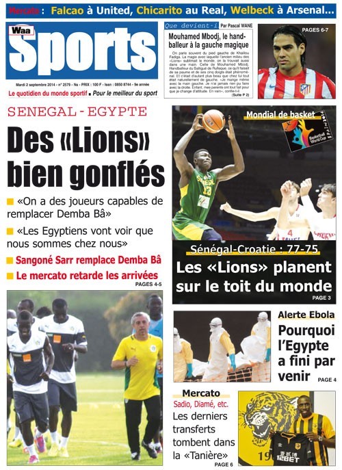 A la Une du Journal Waa Sports du mardi 02 septembre 2014