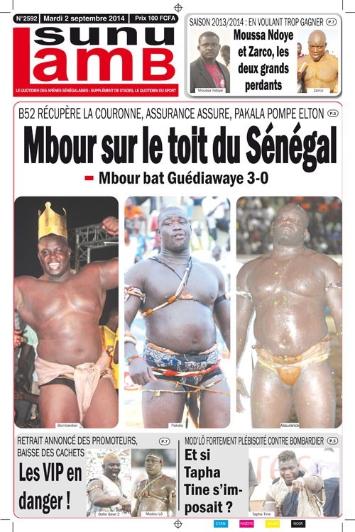 A la Une du Journal Sunu Lamb du mardi 02 septembre 2014
