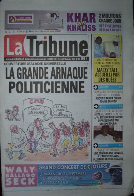 A la Une du Journal La Tribune du mercredi 17 septembre 2014