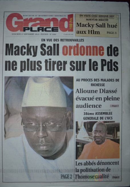 A la Une du Journal Grand Place du mercredi 17 septembre 2014