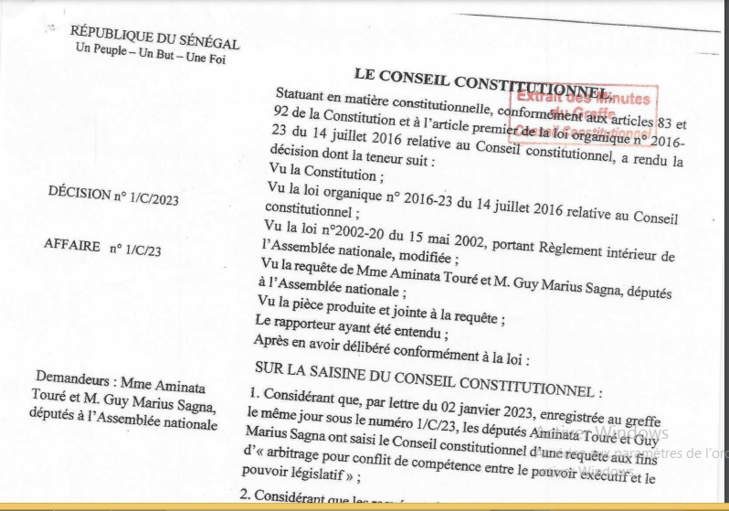 Conseil constitutionnel : La requête des députés Aminata Touré et Guy Marius Sagna, rejetée Conseil constitutionnel : La requête des députés Aminata Touré et Guy Marius Sagna, rejetée