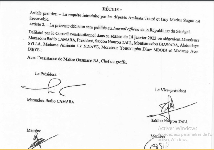 Conseil constitutionnel : La requête des députés Aminata Touré et Guy Marius Sagna, rejetée Conseil constitutionnel : La requête des députés Aminata Touré et Guy Marius Sagna, rejetée