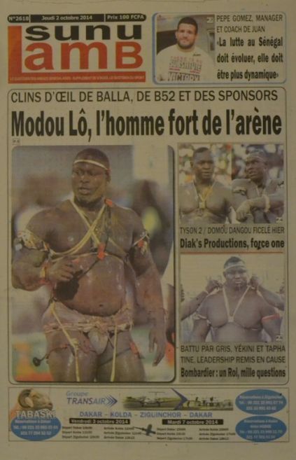 A la Une du Journal Sunu Lamb du jeudi 02 octobre 2014