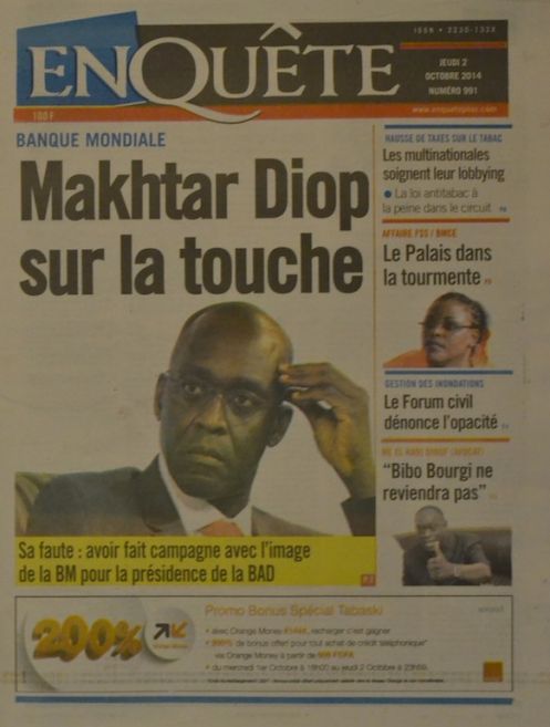 A la Une du Journal EnQuête du jeudi 02 octobre 2014