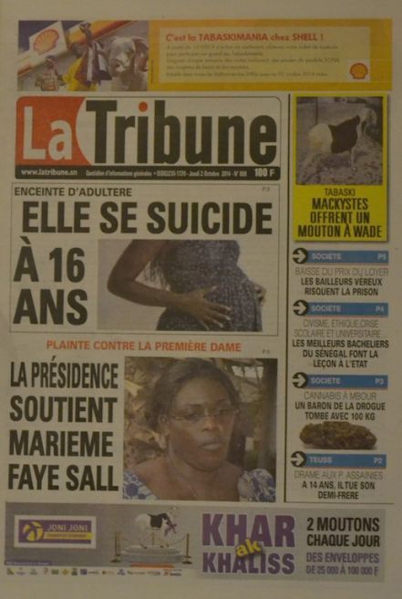 A la Une du Journal La Tribune du jeudi 02 octobre 2014