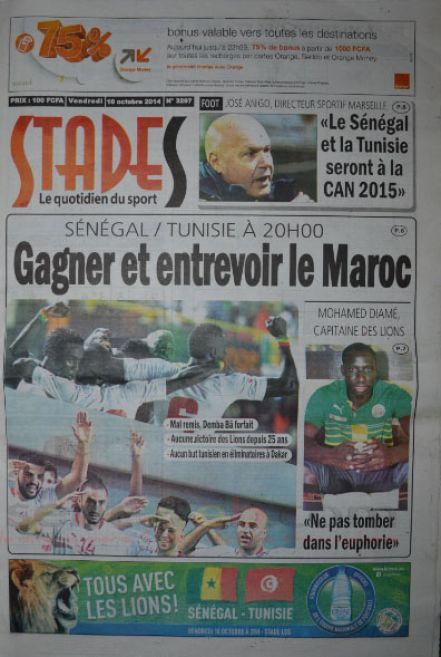 A la Une du Journal Stades du vendredi 10 octobre 2014