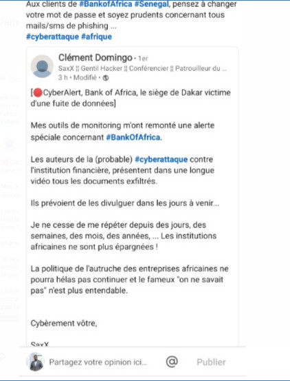 Alerte : Le siège de Bank of Africa de Dakar, victime de fuite de données bancaires