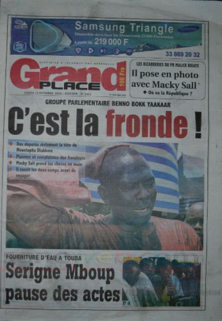 A la Une du Journal Grand Place du lundi 13 octobre 2014