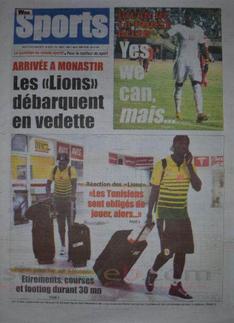 A la Une du Journal Waa Sports du mardi 14 octobre 2014
