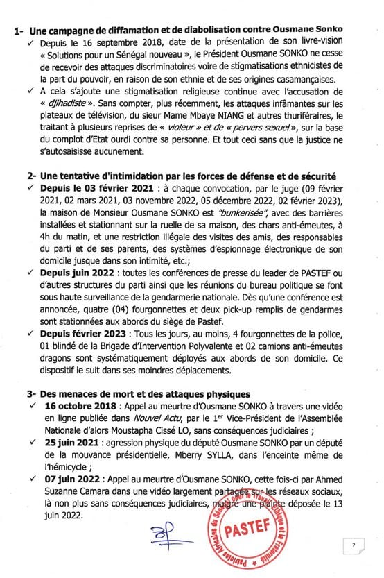 “Persécution” : Le BP de Pastef liste les actes de l’État et alerte... “Persécution” : Le BP de Pastef liste les actes de l’État et alerte...