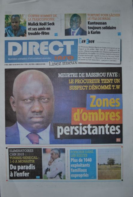 A la Une du Journal Direct Info du jeudi 16 octobre 2014