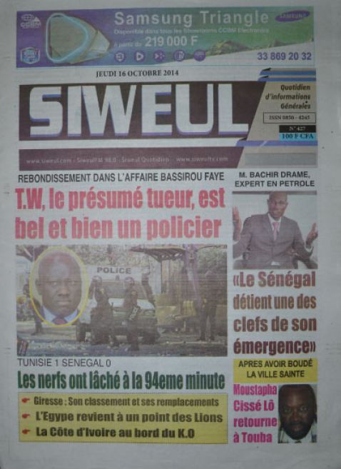 A la Une du Journal Siweul du jeudi 16 octobre 2014
