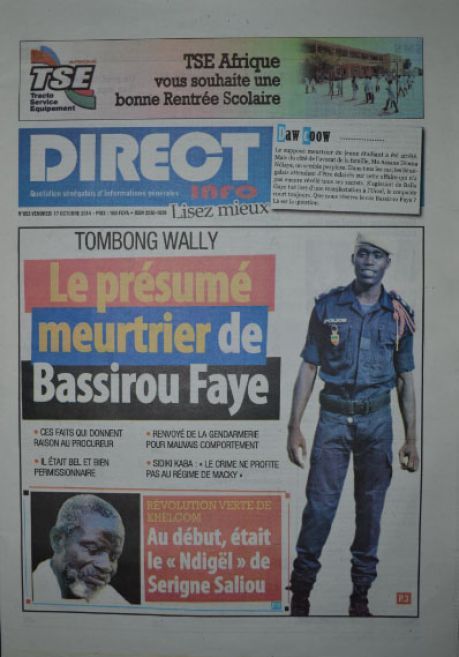 A la Une du Journal Direct Info du vendredi 17 octobre 2014