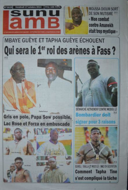 A la Une du Journal Sunu Lamb du vendredi 17 octobre 2014