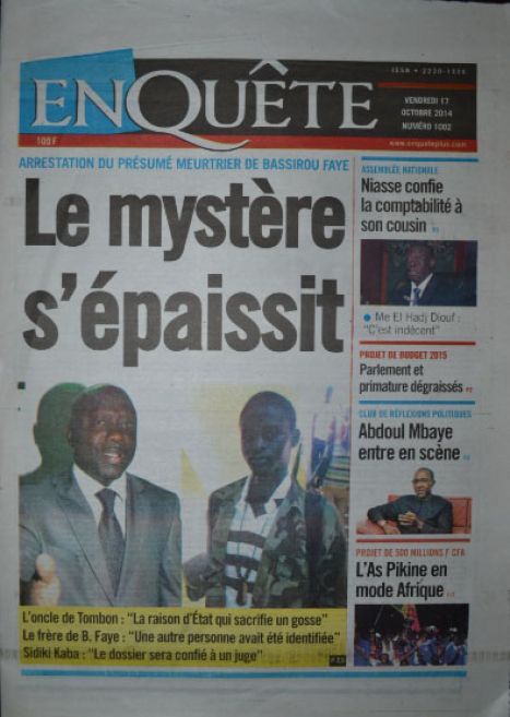 A la Une du Journal EnQuête du vendredi 17 octobre 2014