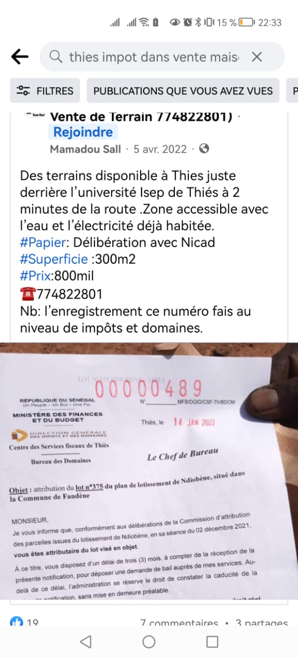 Foncier à Thiès/ Arnaque ou attributions légales: Les terrains de Ndobène et de Thiaoune Bambara, assaillis