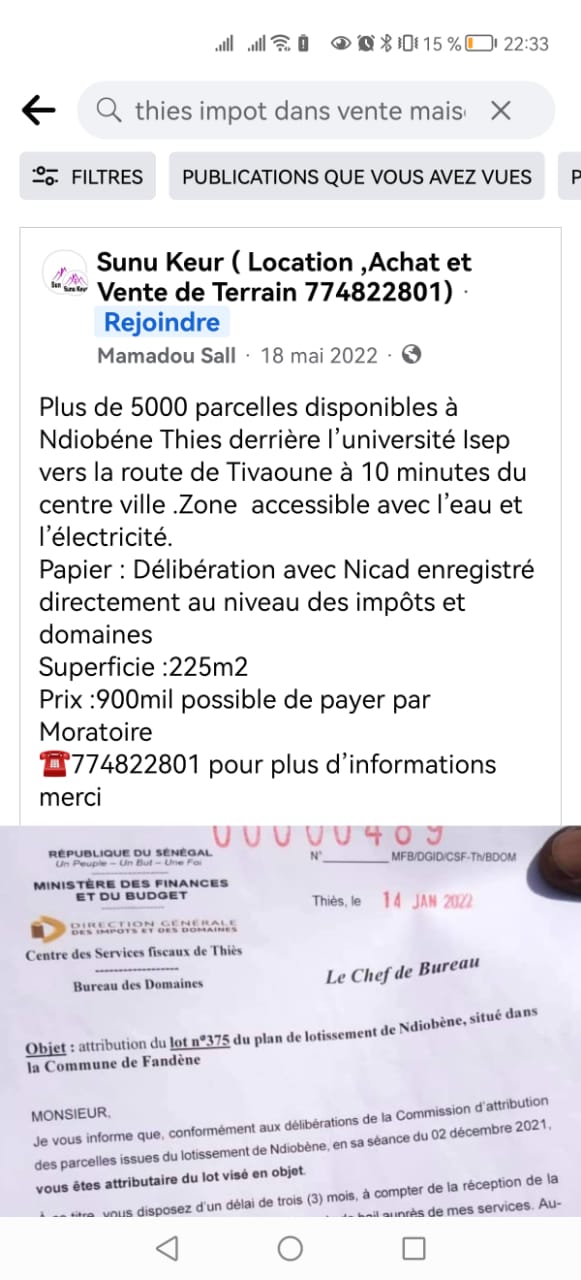 Foncier à Thiès/ Arnaque ou attributions légales: Les terrains de Ndobène et de Thiaoune Bambara, assaillis