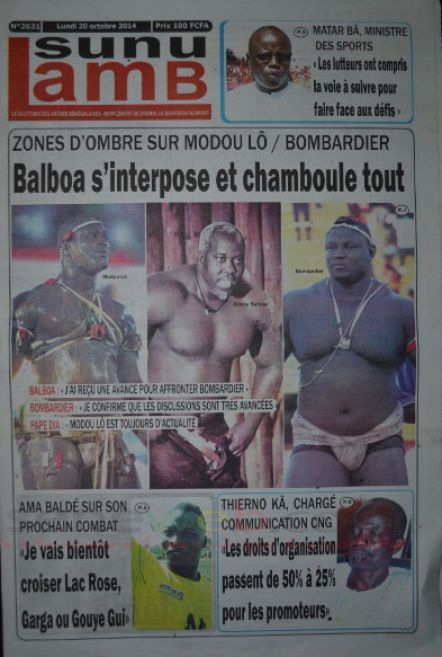 A la Une du Journal Sunu Lamb du lundi 20 octobre 2014