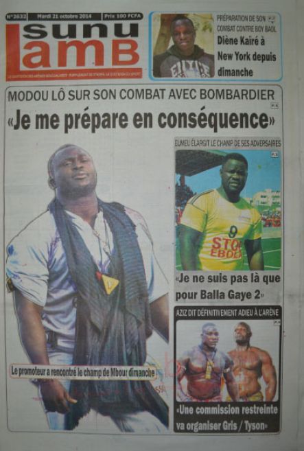 A la Une du Journal Sunu Lamb du mardi 21 octobre 2014