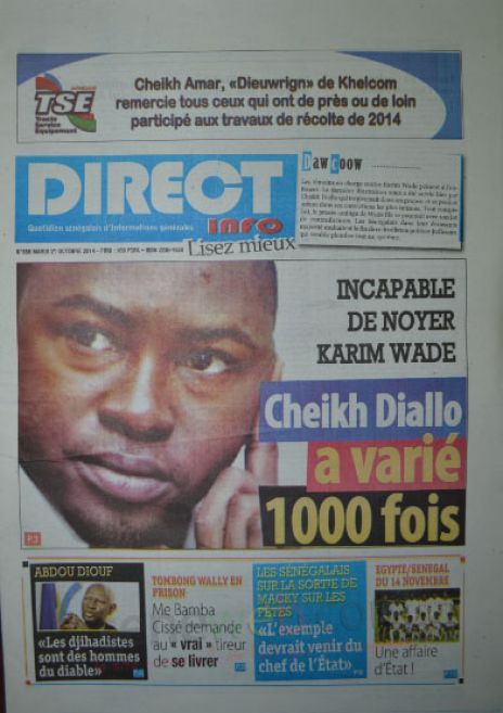 A la Une du Journal Direct Info du mardi 21 octobre 2014