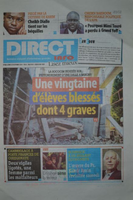 A la Une du Journal Direct Info du jeudi 23 octobre 2014