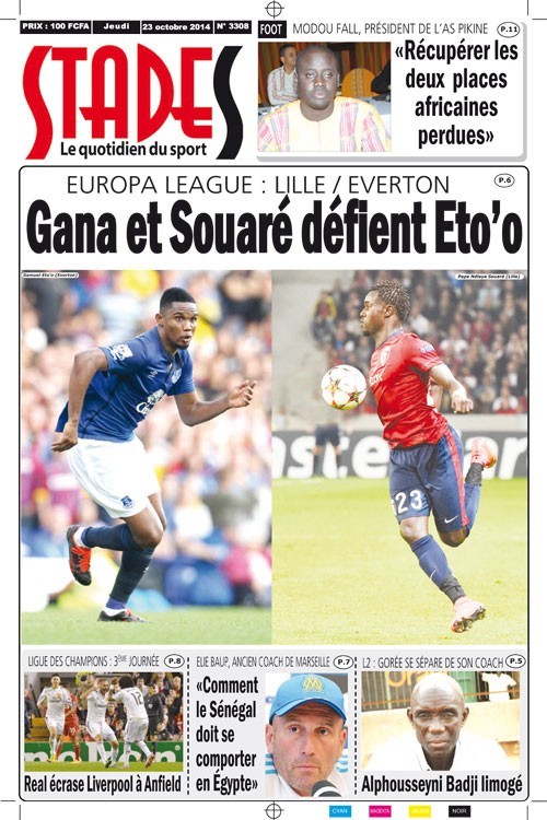 A la Une du Journal Stades du jeudi 23 octobre 2014