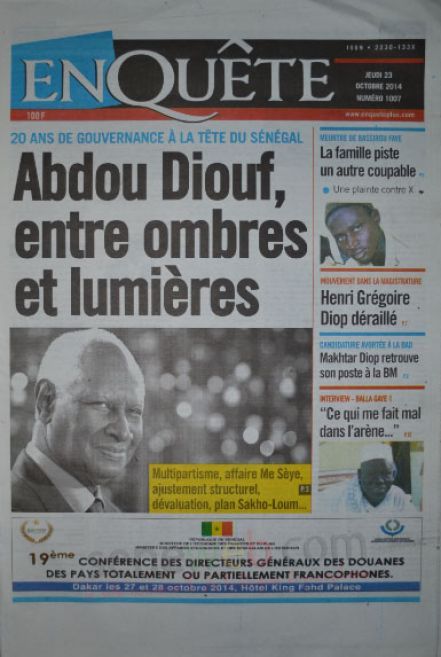 A la Une du Journal EnQuête du jeudi 23 octobre 2014
