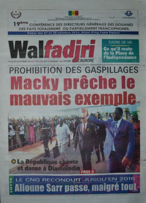 A la Une du Journal Walfadjri du vendredi 24 octobre 2014