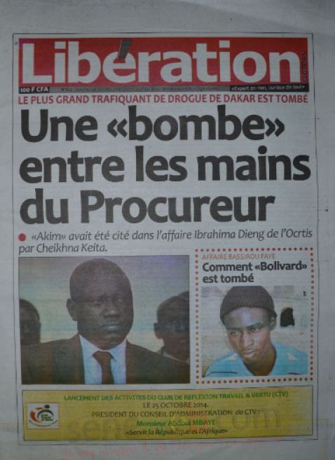 A la Une du Journal Libération du jeudi 23 octobre 2014