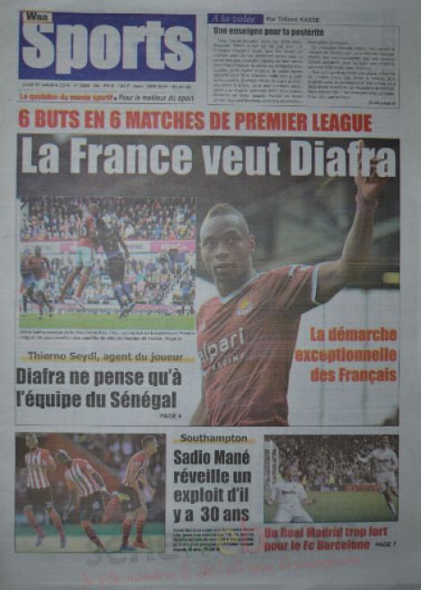 A la Une du Journal Waa Sports du lundi 27 octobre 2014