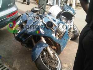 Tournée de Macky : Un motard de la gendarmerie fait un choc
