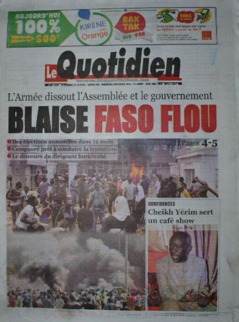 A la Une du Journal Le Quotidien du vendredi 31 octobre 2014 