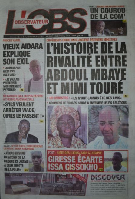 A la Une du Journal L'Observateur du mercredi 05 novembre 2014