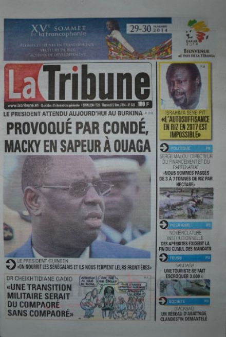 A la Une du Journal La Tribune du mercredi 05 novembre 2014