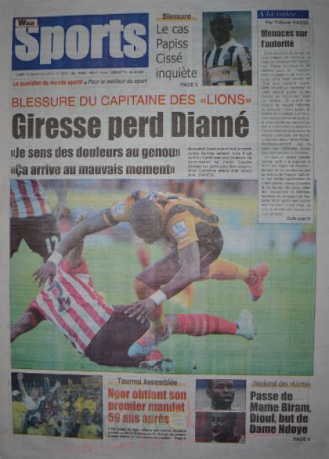 A la Une du Journal Waa Sports du lundi 10 novembre 2014