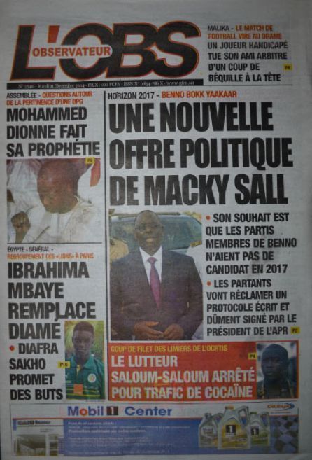 Les Principaux Titres De La Presse du Mardi 11 Novembre 2014