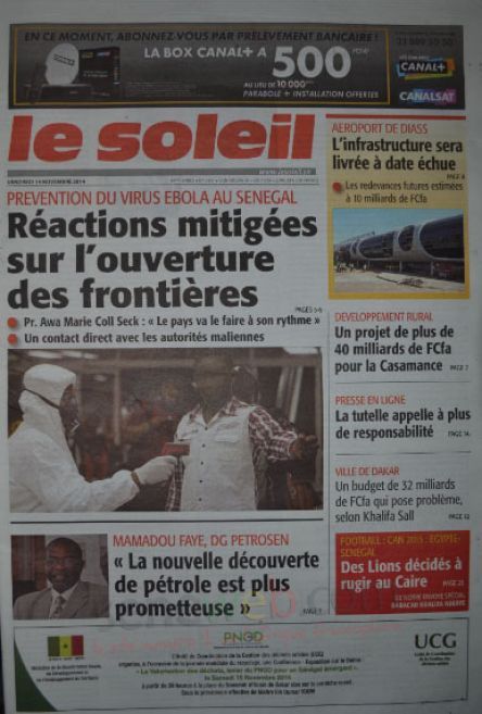Les Principaux Titres De La Presse du vendredi 14 Novembre 2014