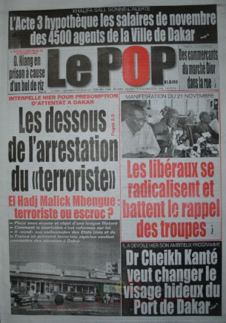 Les Principaux Titres De La Presse du vendredi 14 Novembre 2014