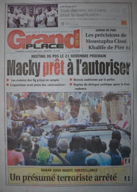 Les Principaux Titres De La Presse du vendredi 14 Novembre 2014