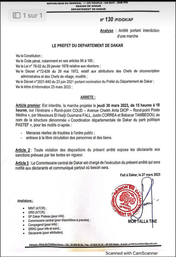 Le Prefet de Dakar interdit les marches de Yewwi Askan wi (Photos)