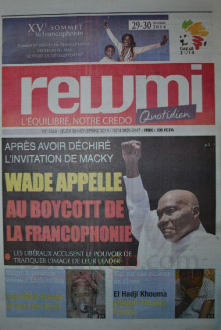 Les Principaux Titres De La Presse du jeudi 20 Novembre 2014