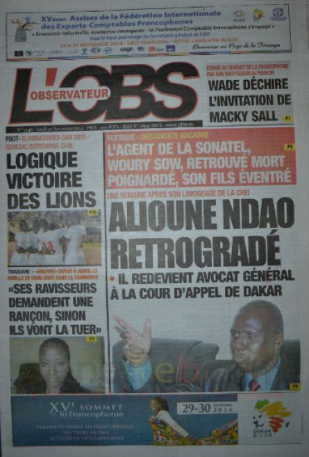 Les Principaux Titres De La Presse du jeudi 20 Novembre 2014