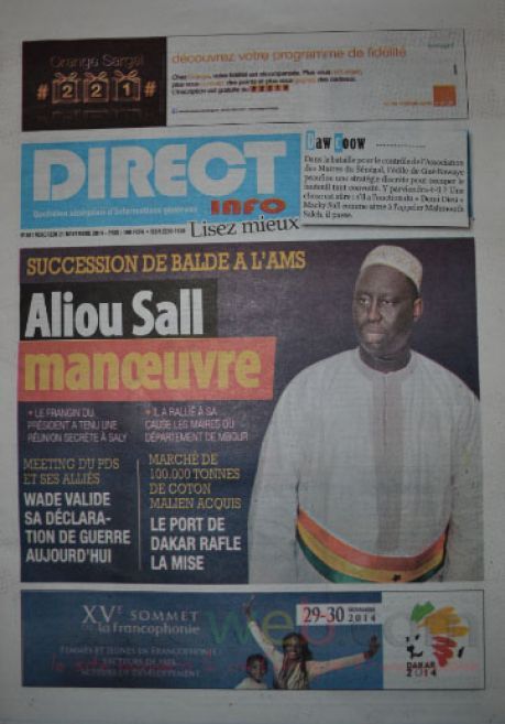 Les Principaux Titres De La Presse du vendredi 21 Novembre 2014