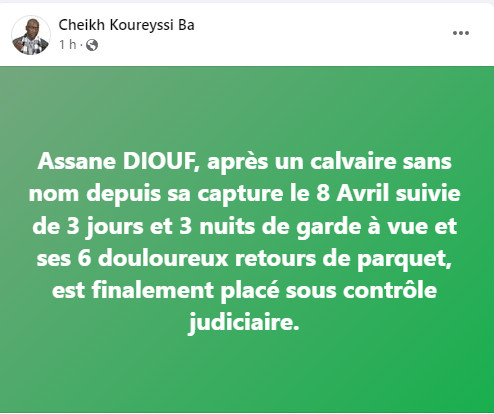 Justice : Assane Diouf placé sous contrôle judiciaire 