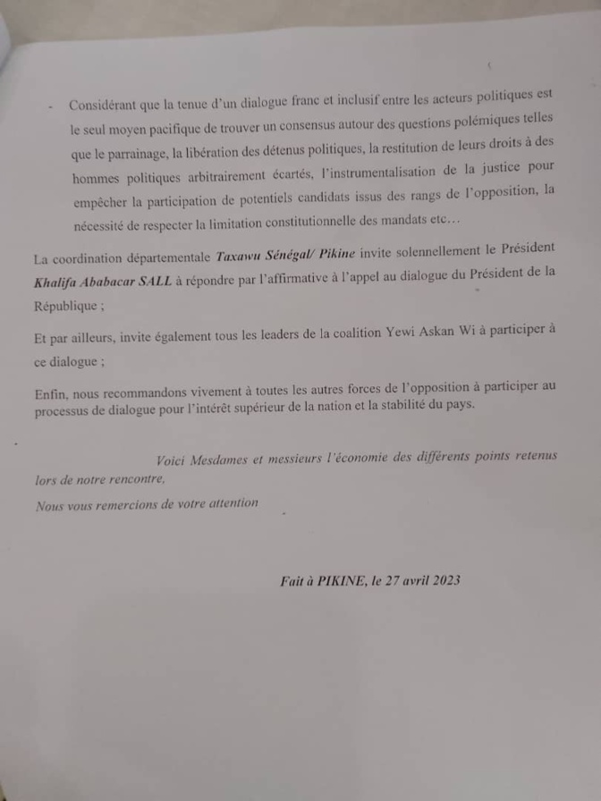 Urgent / Appel au dialogue du Président Sall : Taxawu Sénégal de Khalifa Sall décide de répondre