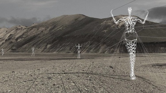En Islande, des pylônes électriques sont transformés en sculptures de 45m de haut ! Impressionnant...