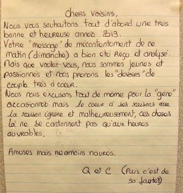 Ils se plaignant de l’activité se x uelle débordante chez leur voisin