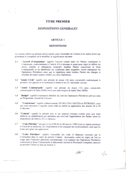 Exclusif! Voici le contrat de recherche et de partage d'hydrocarbures conclu entre l'Etat du Sénégal et Petro-Tim