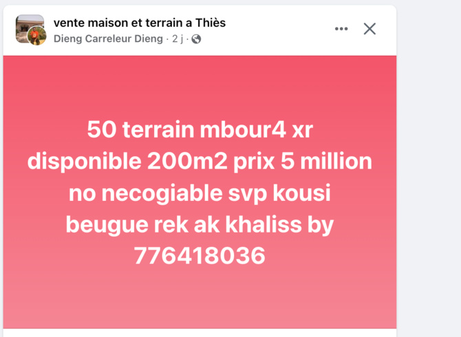 Vente de terrains à Mbour 4 : Complicité avec l'entrepreneur ou avec la direction des Impôts et des Domaines de Thiès ?
